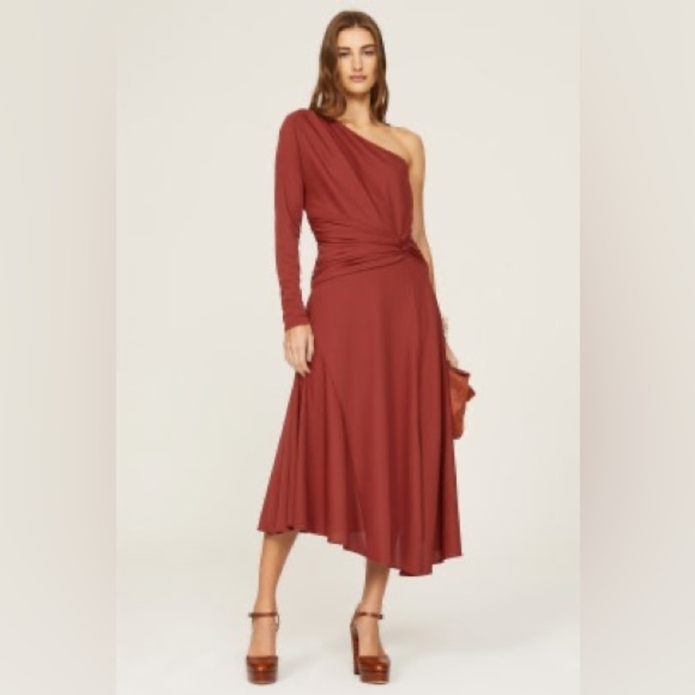 Tanya Taylor One Shoulder Dress in Burnt Orange color size 6. New with tag